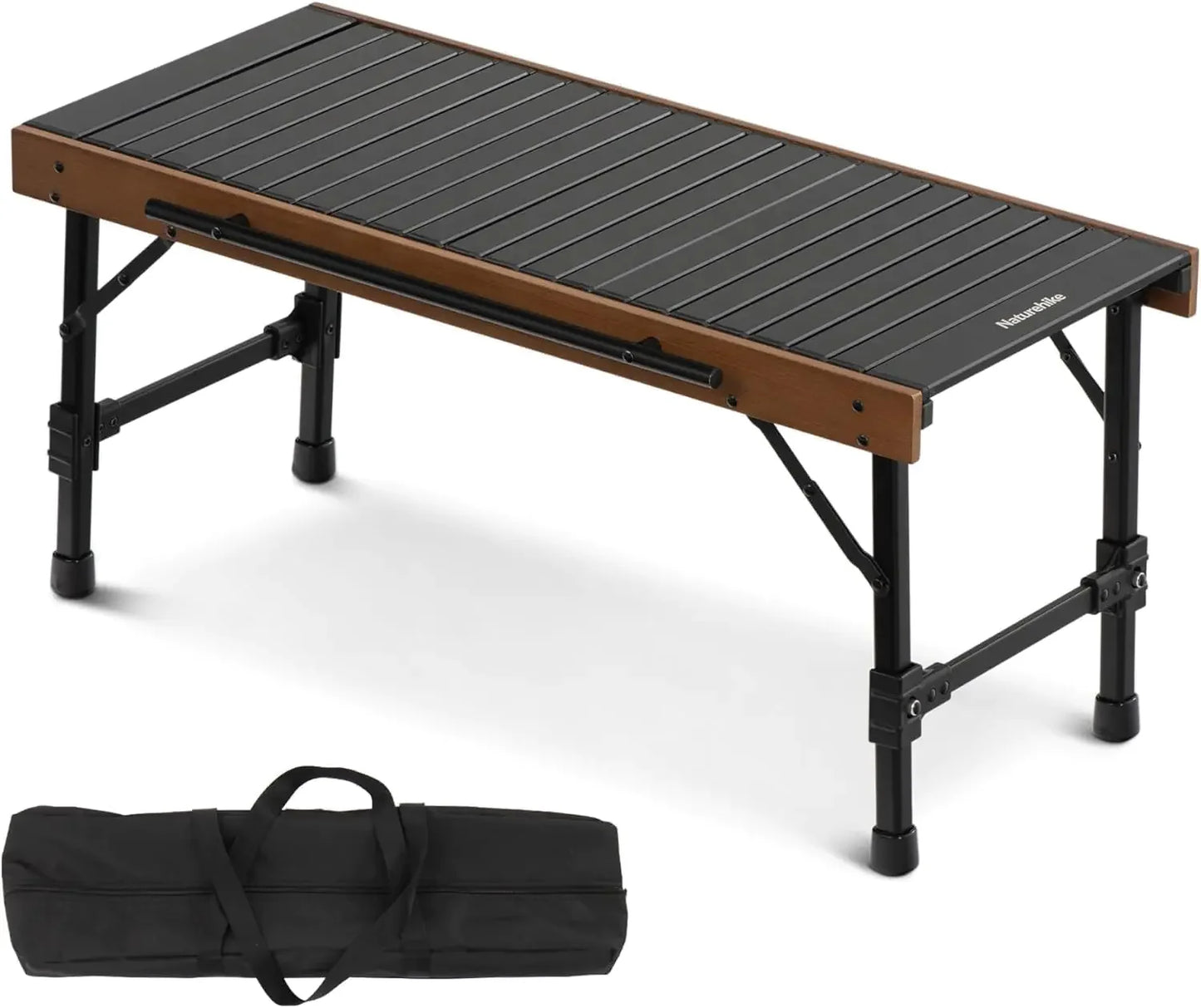 Naturehike IGT Camping Table Fold up Lightweight Aluminum Alloy+Wood 4-6 Person Portable Table with Carry Bag for Outdoor Folding Square Table Picnic Backyards BBQ Camp Kitchen