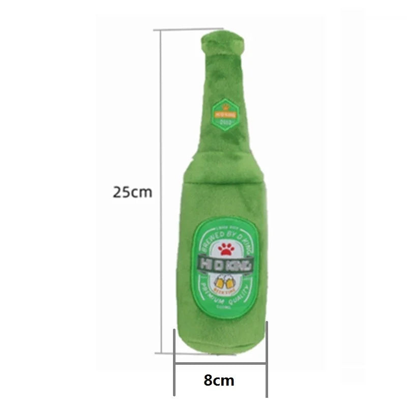 Dog Toys Plush Squeaky Beer Bottle Beer Glass Shape Dog Toy Creative Toy for Pet Dogs