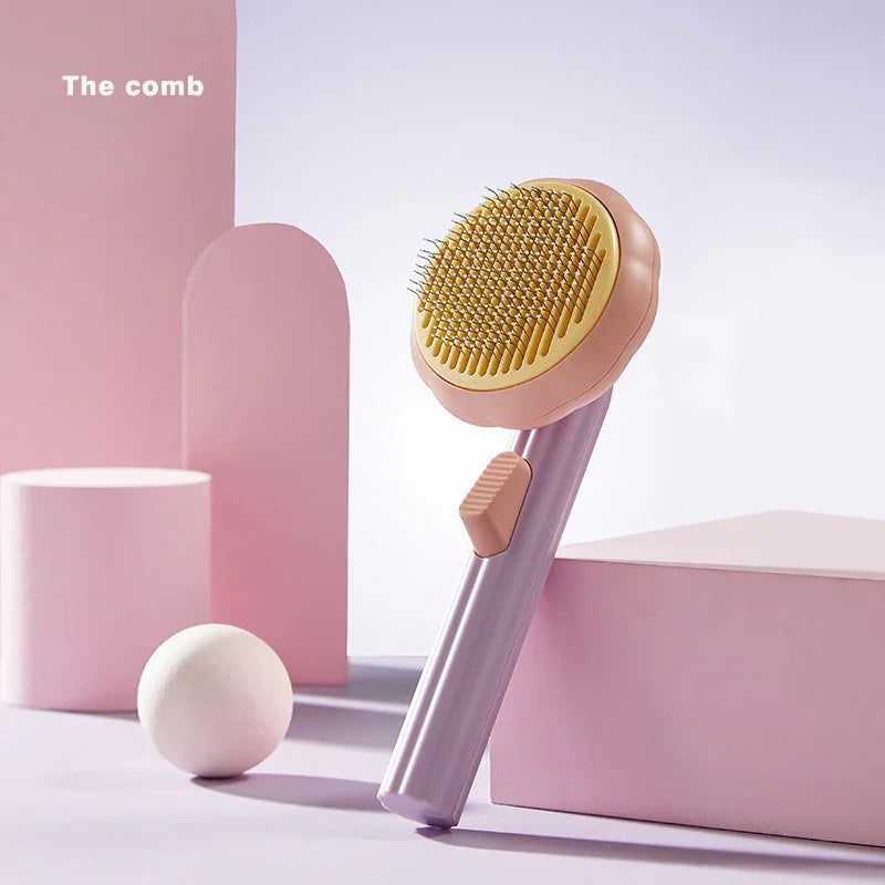 Pet Supplies New Pet Comb Cat Stainless Steel Fine Needle Comb One-click Hair Removal Comb Brush to Remove Floating Hair Massage Comb