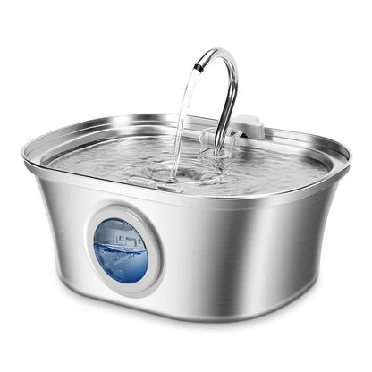3.2L  Cat Water Fountain With Water Level Window,Stainless Steel Automatic Pet Water Fountain,Dog Water Dispenser Durable  USB