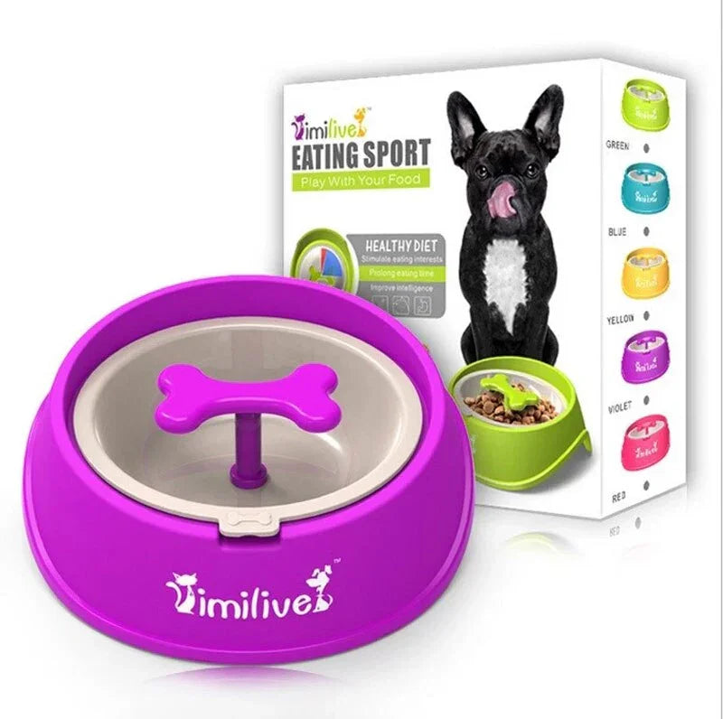 Rotary Anti Choke Pet Feeder dog Slow Eating Drink Bowl Bone Shaped Prevent Gluttony Obesity Anti-skid Pet Supply sport dish