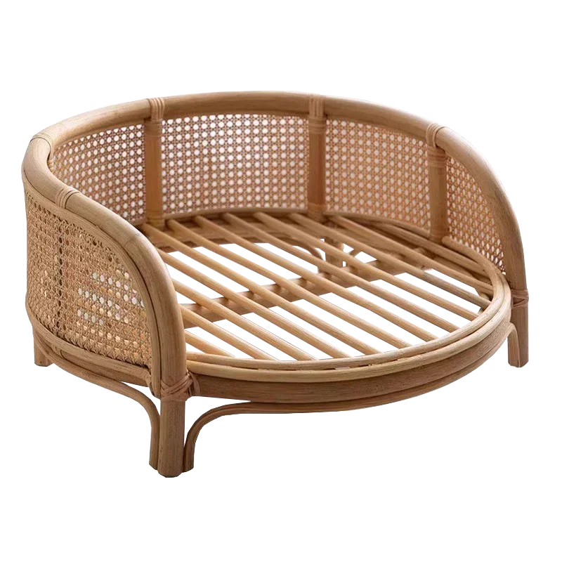 Natural rattan woven dog cat pet bed Teddy dog bed Princess bed