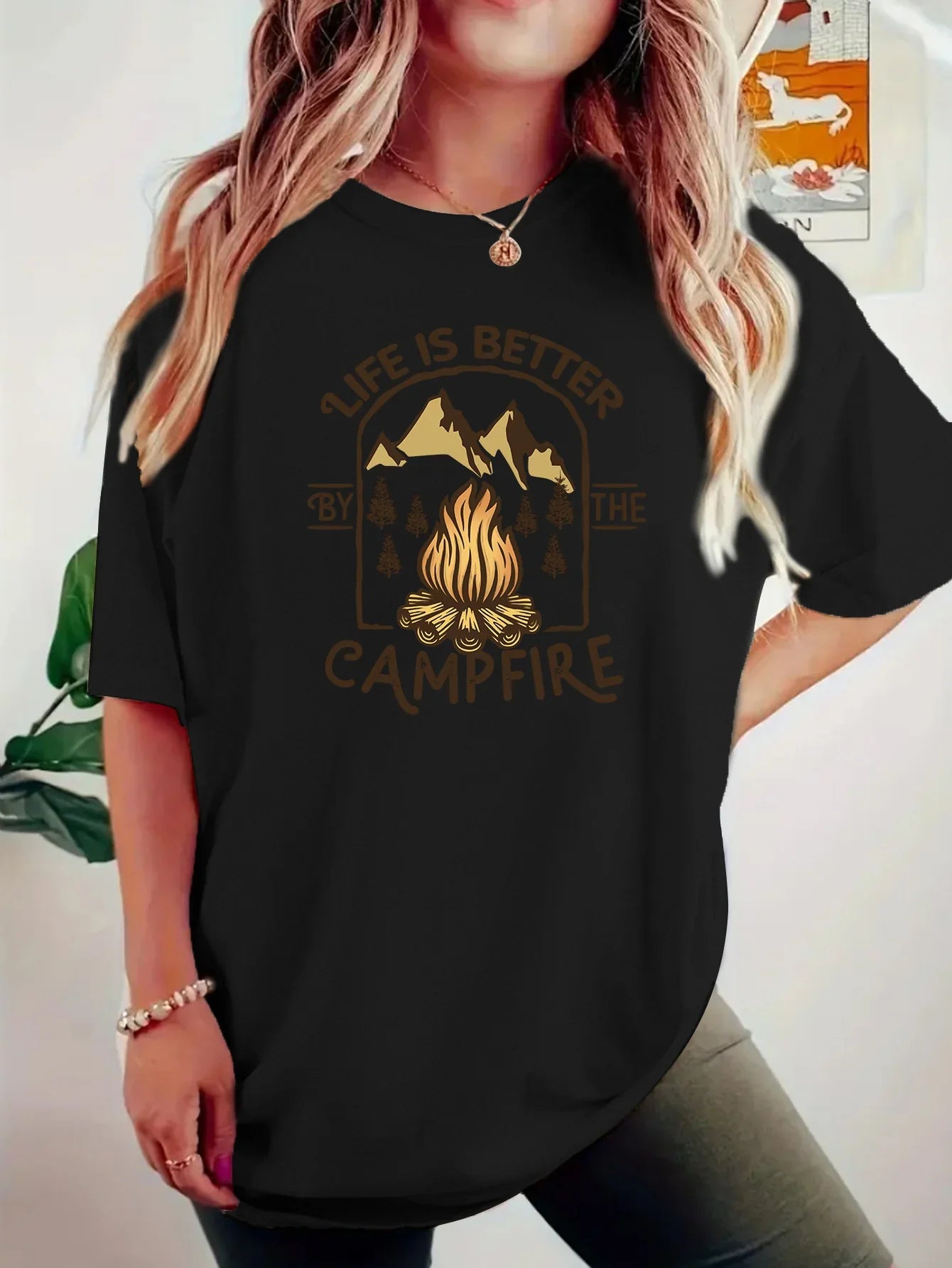 T-shirt camping printed short sleeved shirt