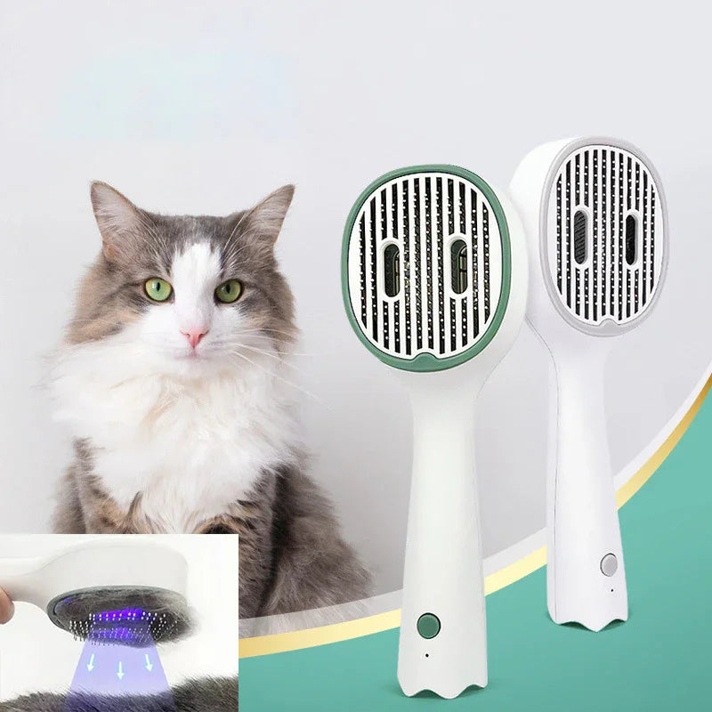 Pet UV Sterilization Comb USB Rechargeable Cat And Dog Comb Automatic Fading To Floating Hair Beauty Needle Comb