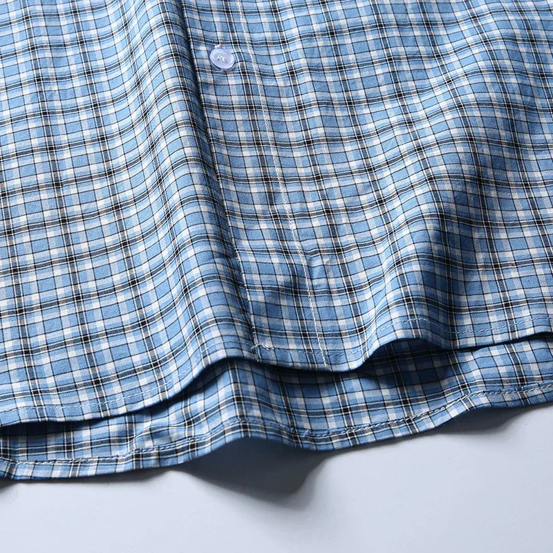 Long sleeved checkered shirt men's casual shirt