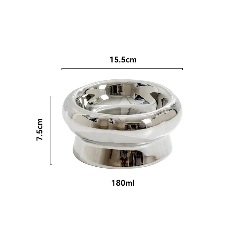 Electroplated Mirror Ceramic Cat Bowl Pet Bowl