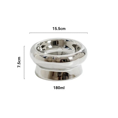 Electroplated Mirror Ceramic Cat Bowl Pet Bowl
