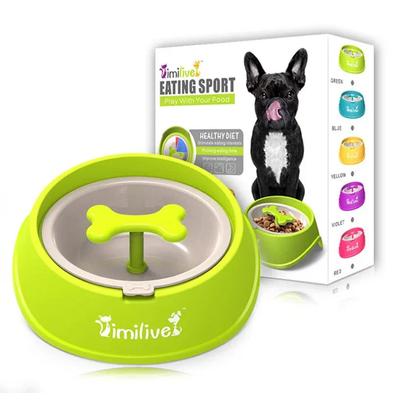 Rotary Anti Choke Pet Feeder dog Slow Eating Drink Bowl Bone Shaped Prevent Gluttony Obesity Anti-skid Pet Supply sport dish