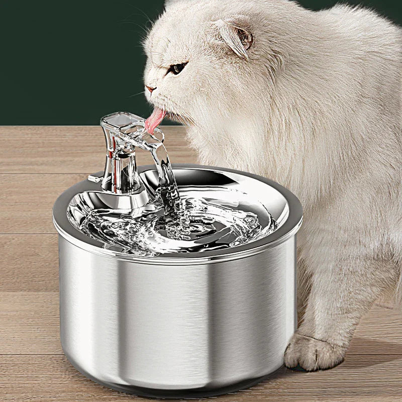 Stainless Steel Cat Water Dispenser Automatic Over-Circulation Flow Pet Smart Water Dispenser Cat And Dog Filter Drinking Bowl