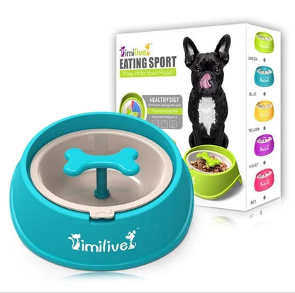 Rotary Anti Choke Pet Feeder dog Slow Eating Drink Bowl Bone Shaped Prevent Gluttony Obesity Anti-skid Pet Supply sport dish