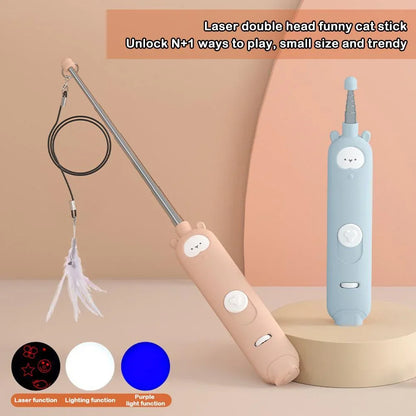 Pet Supplies Cat Laser Pen Infrared Spotlight Feather Bell Cat Toy Set Funny Cat Stick
