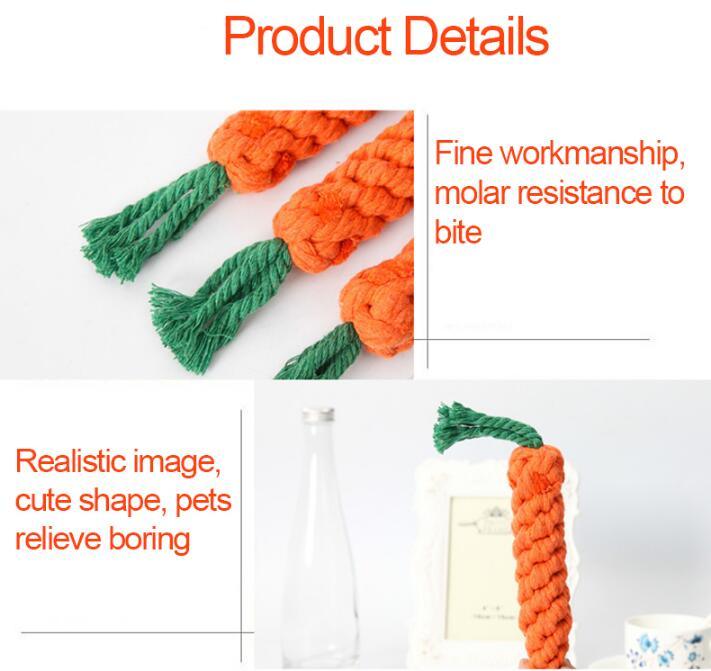 Pet Cotton Rope Carrot Dog Hand-Woven Cotton Rope Carrot Dog Molar Teeth Cleaning Pet Toy Buy One Get One Free