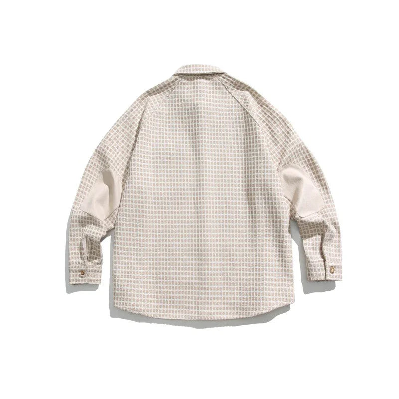 Plaid pocket lapel shirt loose fit shirt