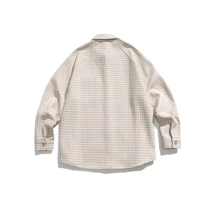 Plaid pocket lapel shirt loose fit shirt