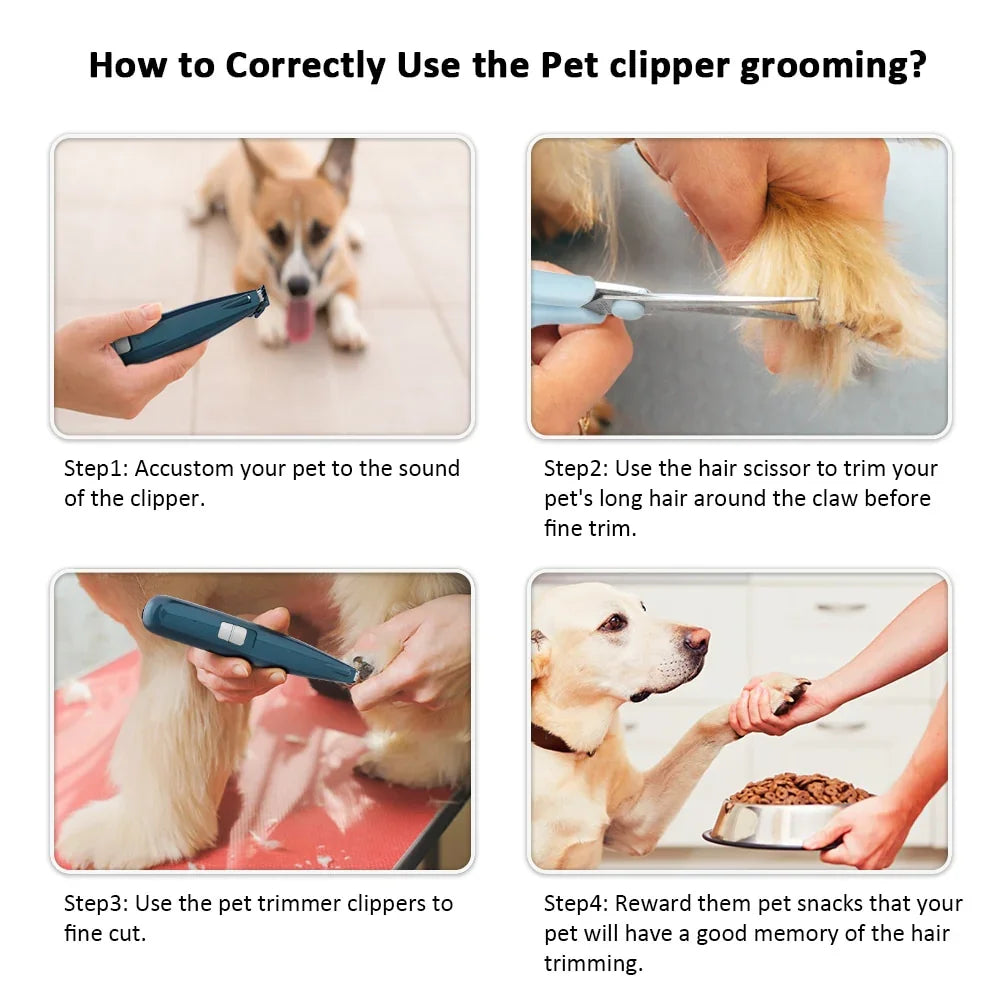 Dog Grooming Clippers Cordless Cat Puppy Clipper Low Noise Electric Pet Trimmer for Trimming The Hair Around Paws Ears