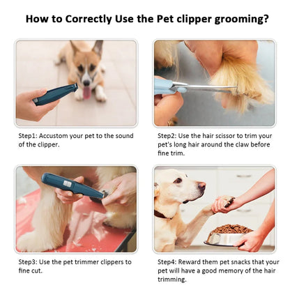 Dog Grooming Clippers Cordless Cat Puppy Clipper Low Noise Electric Pet Trimmer for Trimming The Hair Around Paws Ears
