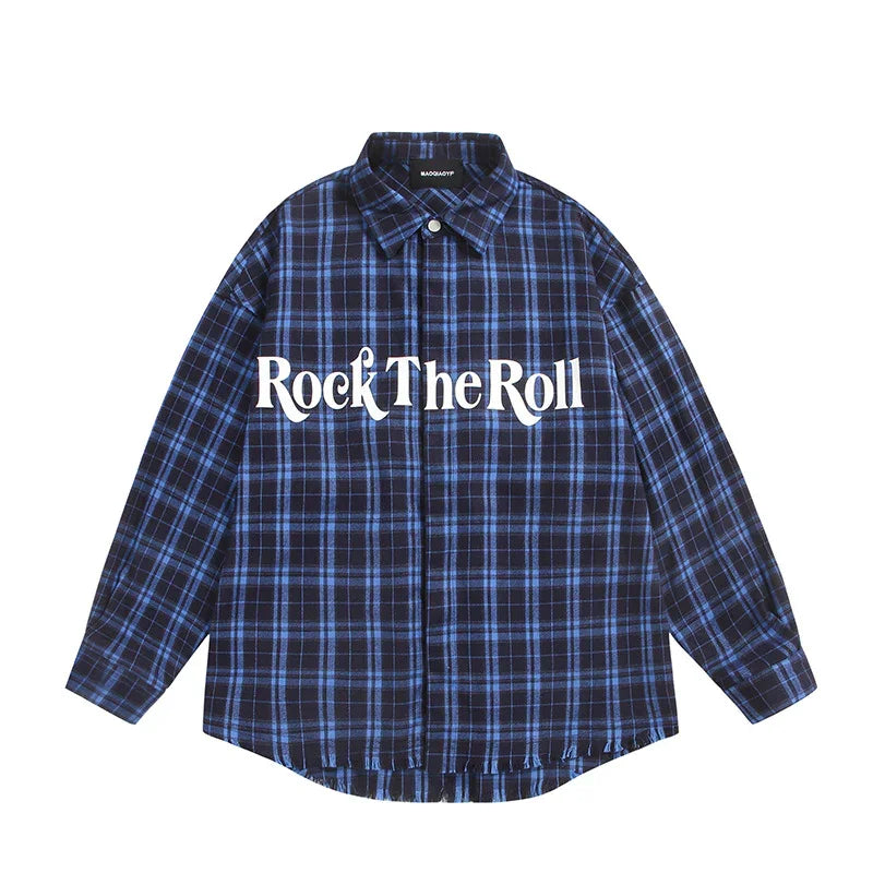 Letter checkered shirt for men and women casual shirt
