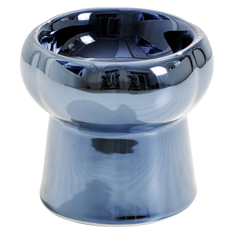 Electroplated Mirror Ceramic Cat Bowl Pet Bowl