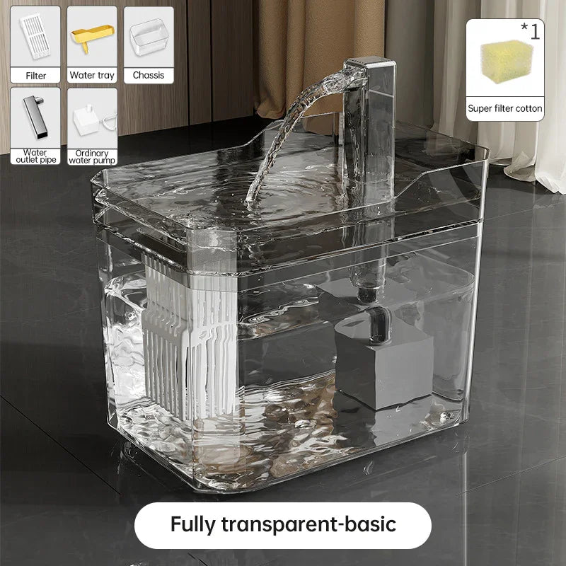 Automatic cat water fountain with filter, USB-powered, anti-dry & circular filtration.