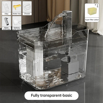 Automatic cat water fountain with filter, USB-powered, anti-dry & circular filtration.