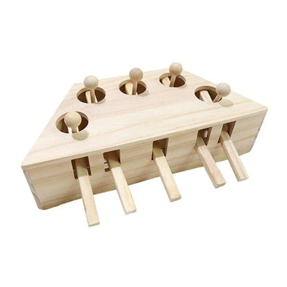 Cat Toy  Solid Wooden Interactive Maze Pet Hit Hamster With Five Holes Mouse Hole Catch Bite Catnip Funny Toy