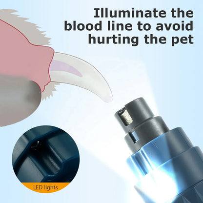 Electric Pet Nail Polisher With Light Dog And Cat Cleaning Automatic Manicure Device USB Rechargeable Manicure Device