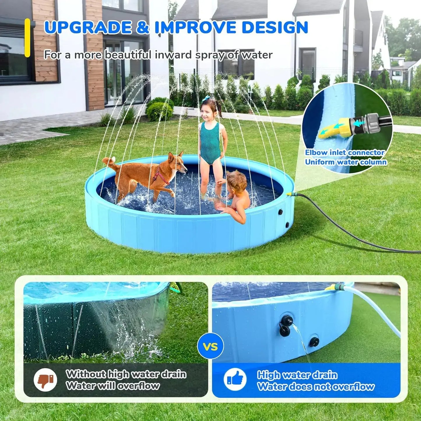 Foldable Pet Splash Pool for Dogs and Bathing Fun BabyFour