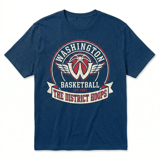 Washington Basketball Fan Apparel - Vintage Style District Hoops Graphic - Premium T-Shirt, Tank Top, Long Sleeve, Sweatshirt, Hoodie