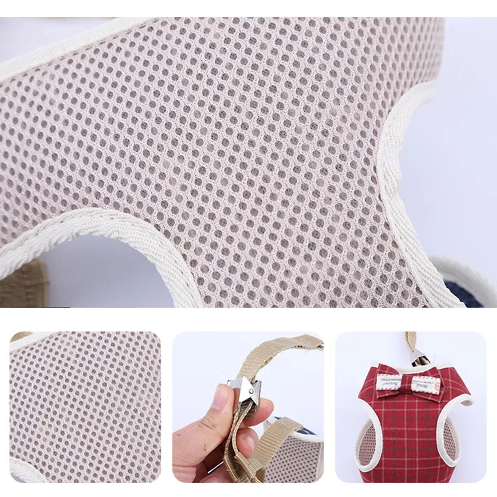 Small Dog Harness and Leash Set Pet Cat Vest Harness with Bowknot Mesh Padded Pet Leads for Small Puppy Dogs Chihuahua Yorkie