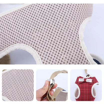 Small Dog Harness and Leash Set Pet Cat Vest Harness with Bowknot Mesh Padded Pet Leads for Small Puppy Dogs Chihuahua Yorkie