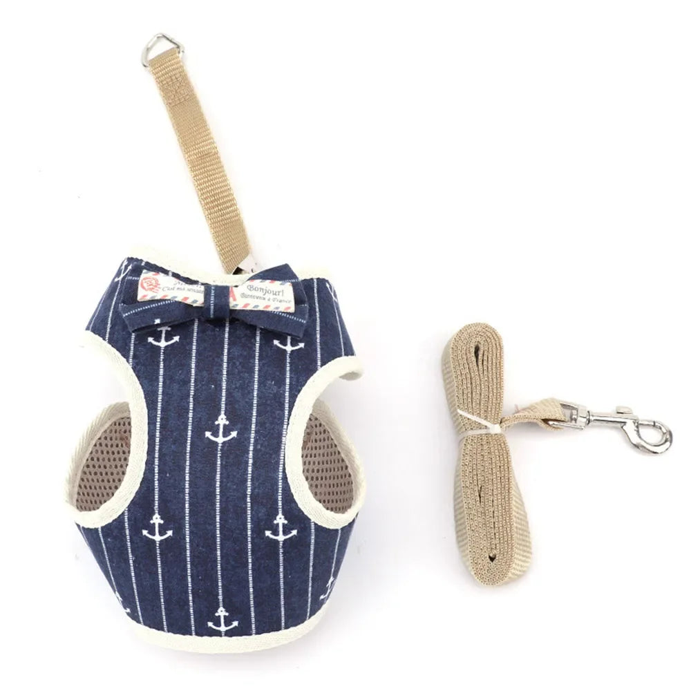 Small Dog Harness and Leash Set Pet Cat Vest Harness with Bowknot Mesh Padded Pet Leads for Small Puppy Dogs Chihuahua Yorkie