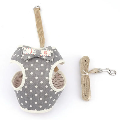 Small Dog Harness and Leash Set Pet Cat Vest Harness with Bowknot Mesh Padded Pet Leads for Small Puppy Dogs Chihuahua Yorkie