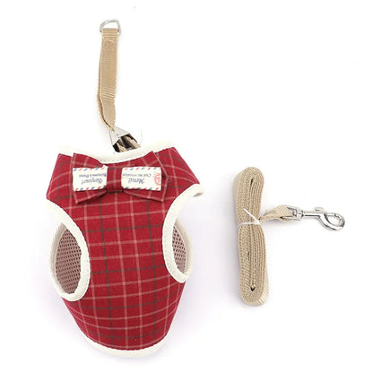 Small Dog Harness and Leash Set Pet Cat Vest Harness with Bowknot Mesh Padded Pet Leads for Small Puppy Dogs Chihuahua Yorkie