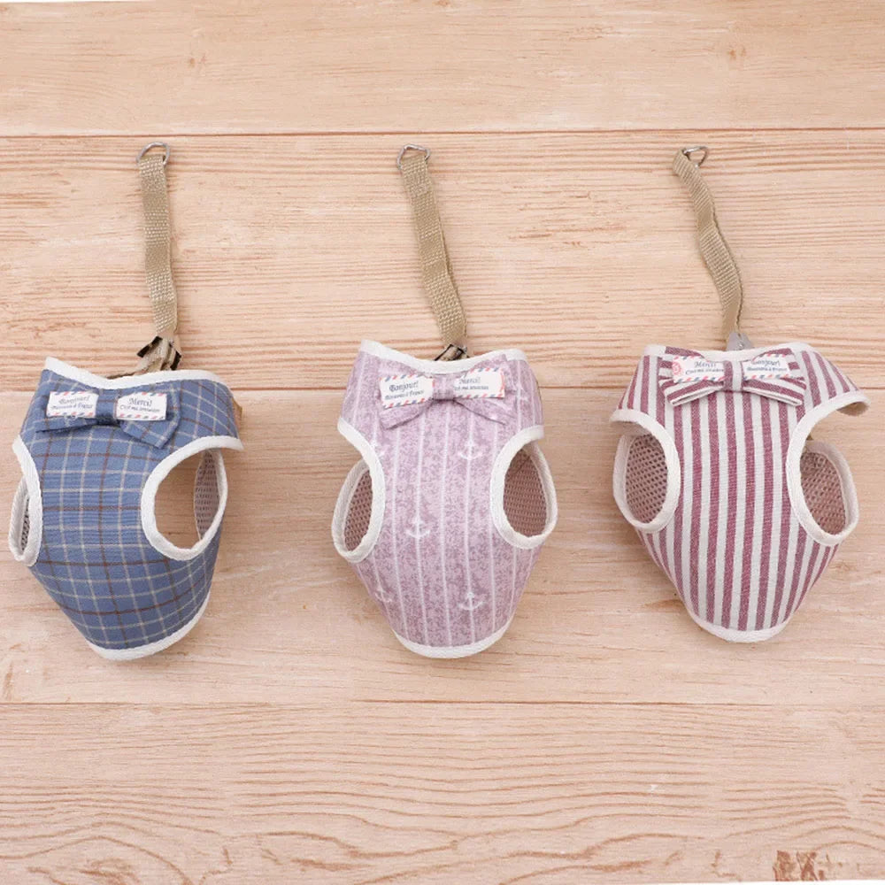 Small Dog Harness and Leash Set Pet Cat Vest Harness with Bowknot Mesh Padded Pet Leads for Small Puppy Dogs Chihuahua Yorkie