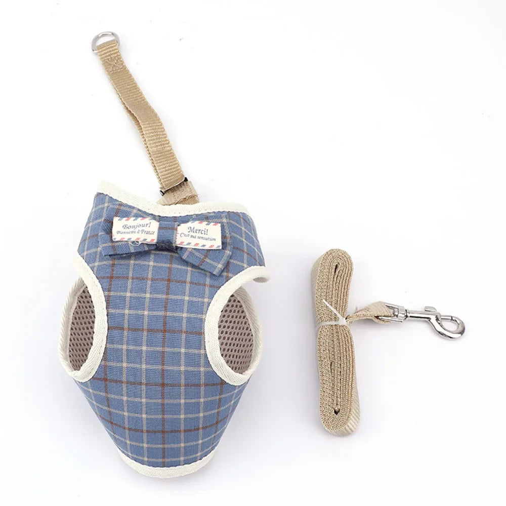 Small Dog Harness and Leash Set Pet Cat Vest Harness with Bowknot Mesh Padded Pet Leads for Small Puppy Dogs Chihuahua Yorkie