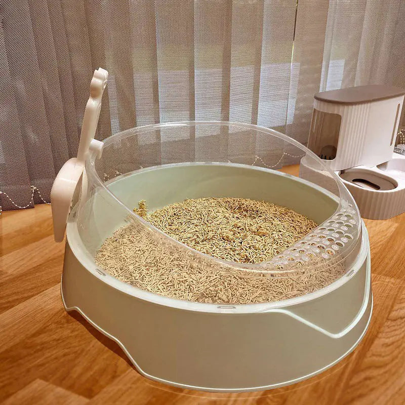 Spacious Covered Cat Litter Box with Scoop