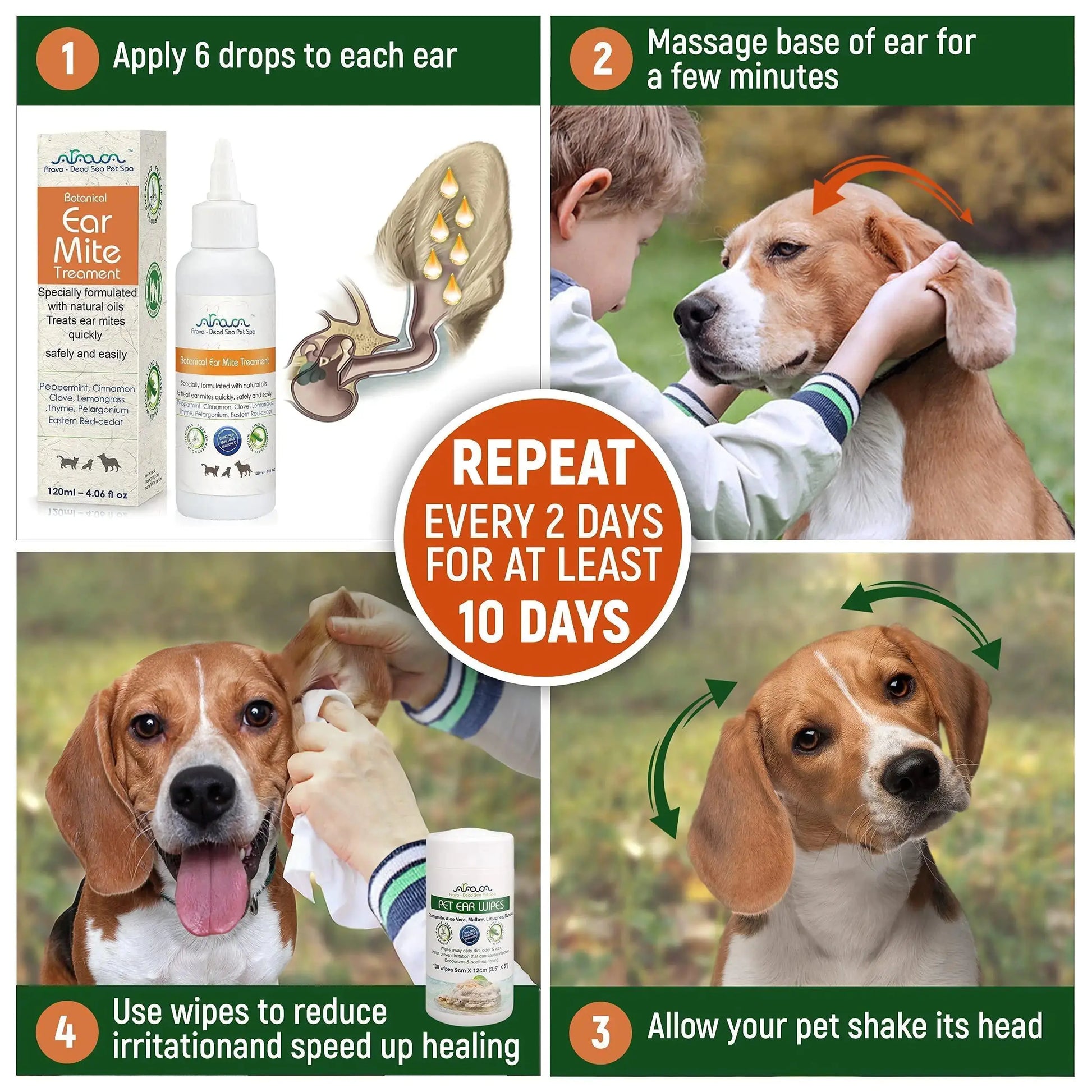 Pet Ear Mite Relief for Dogs & Cats BabyFour