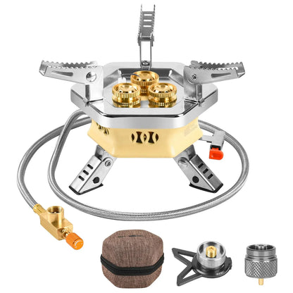 11800W Portable Windproof Camping Stove Lightweight Camp Stove Collapsible Backpacking Stove with EVA Box for Outdoor Camping Cooking Hiking and Picnic