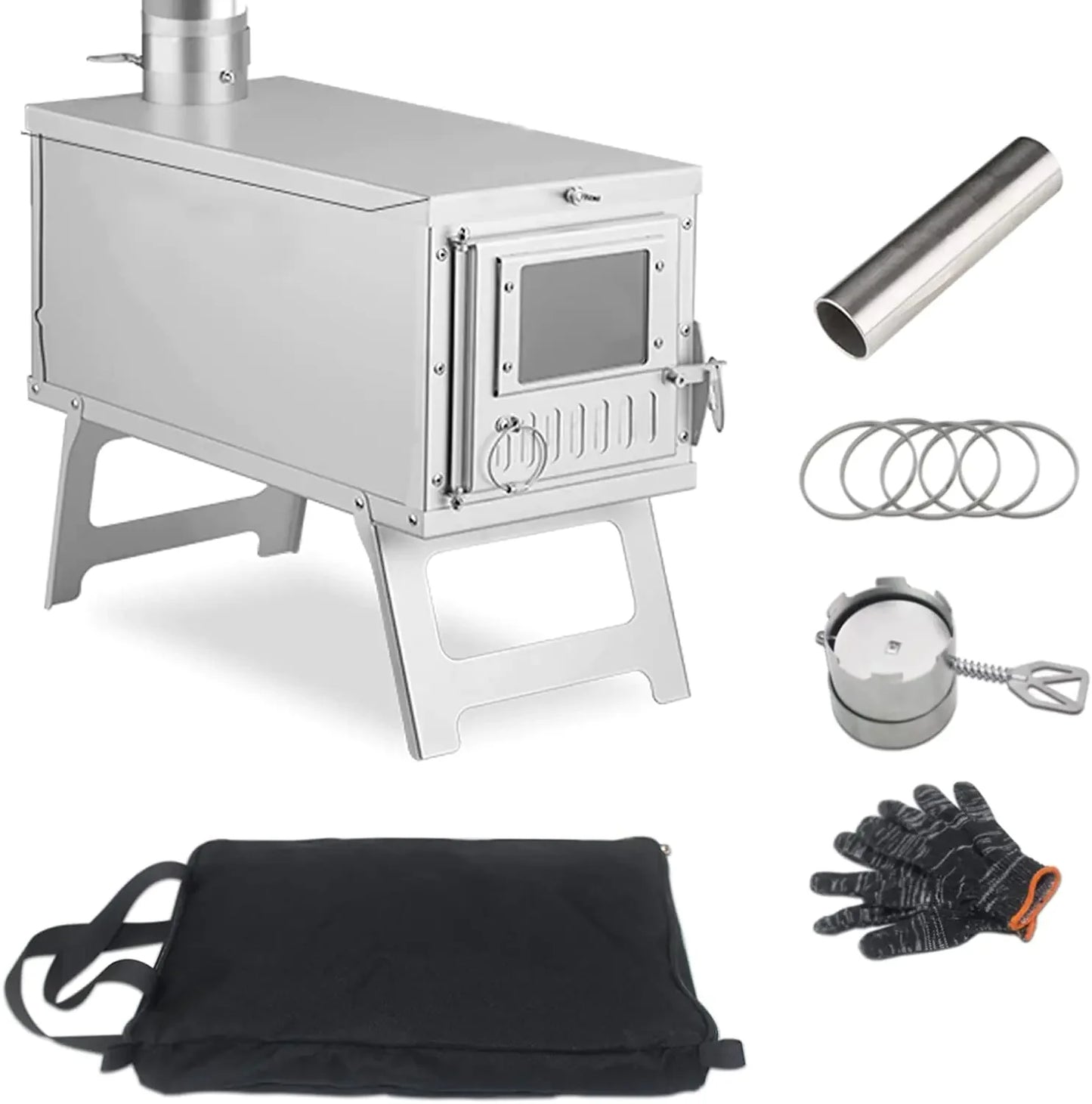 Yesinaly Ultralight Camping Stove Portable Backpacking Stove for Tent Camping Outdoor Cooking Hunting Ice Fishing 16.6 IN Outdoor Wood Stove with Foldable Chimney