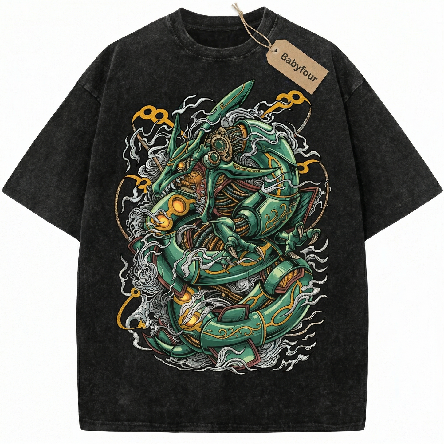 Revised Title Unisex Vintage Green Legendary Sky Dragon Graphic T-Shirt - Retro Anime Style Tee