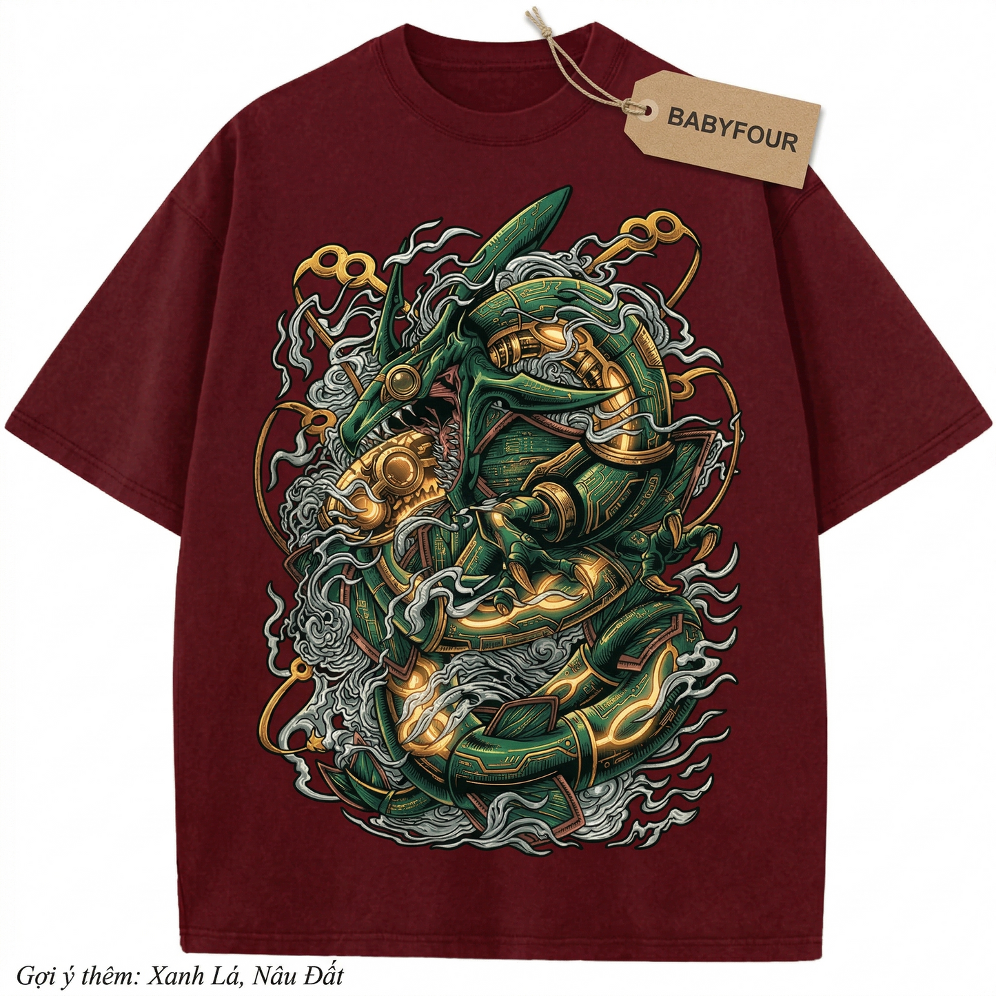 Revised Title Unisex Vintage Green Legendary Sky Dragon Graphic T-Shirt - Retro Anime Style Tee
