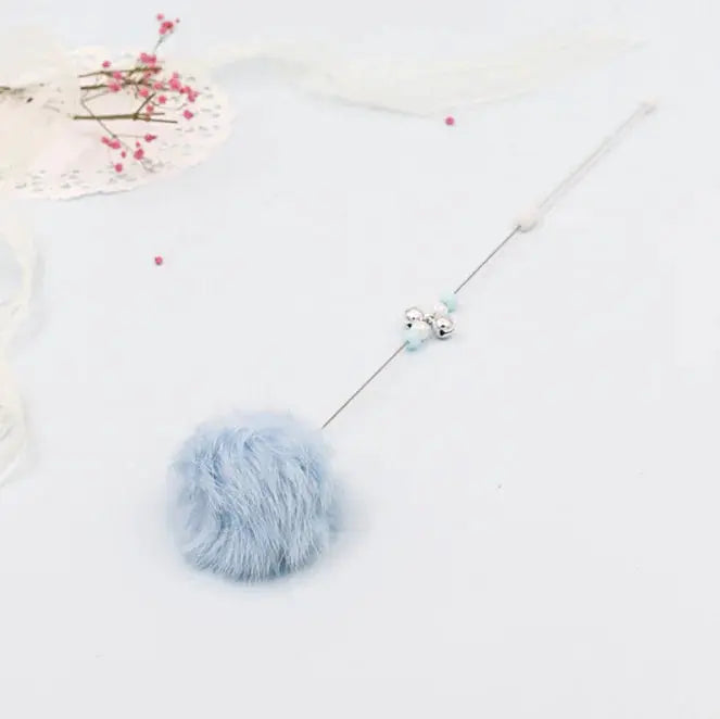 Vibrant Rabbit Fur Teaser Wand with Bell BabyFour