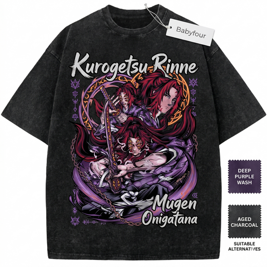 Vintage Six-Eyed Swordsman Moon Breathing Tee - Japanese Fantasy Character T-Shirt for Men & Women - Unisex T-Shirt