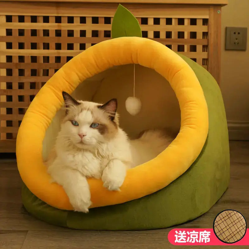Winter-Ready Semi-Enclosed Cat Bed for All Seasons BabyFour
