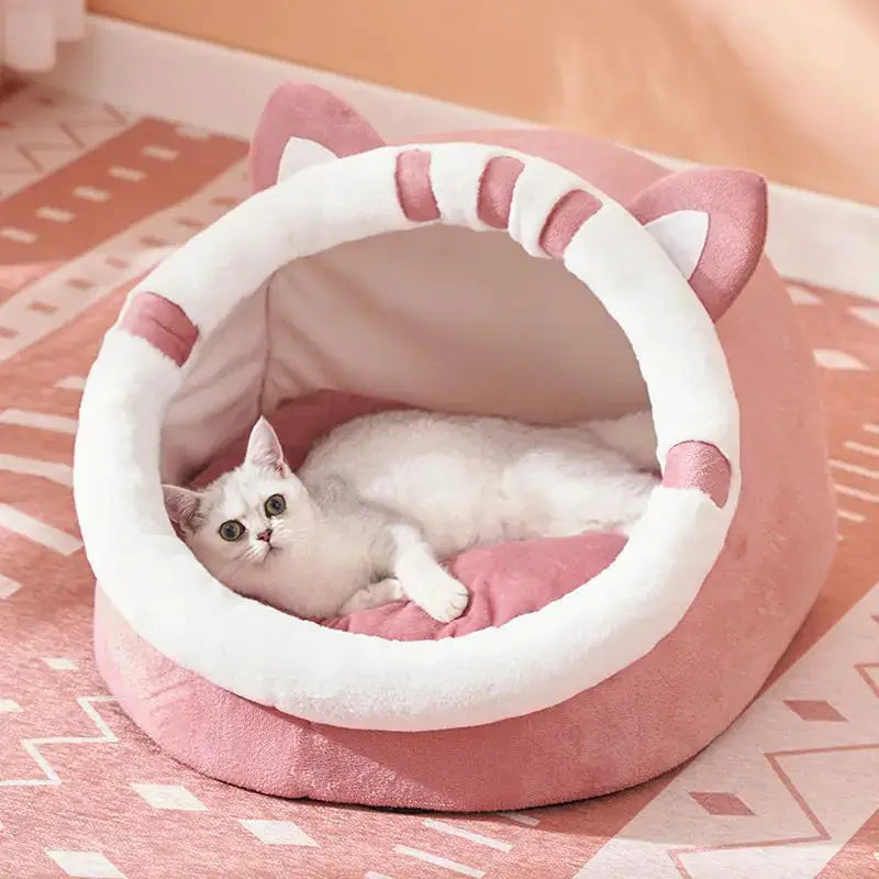 Winter-Ready Semi-Enclosed Cat Bed for All Seasons BabyFour