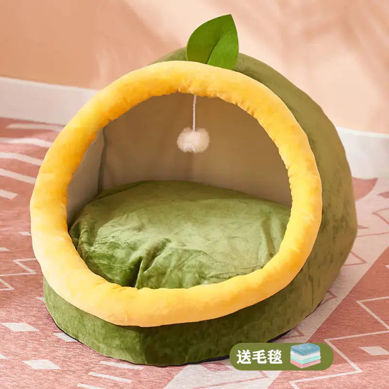 Winter-Ready Semi-Enclosed Cat Bed for All Seasons BabyFour