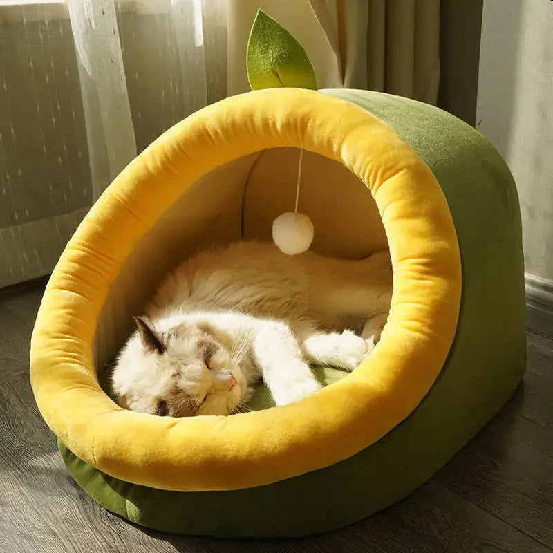 Winter-Ready Semi-Enclosed Cat Bed for All Seasons BabyFour
