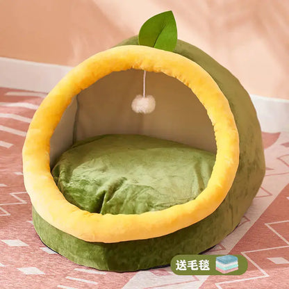 Winter-Ready Semi-Enclosed Cat Bed for All Seasons BabyFour