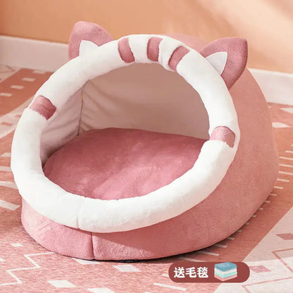 Winter-Ready Semi-Enclosed Cat Bed for All Seasons BabyFour