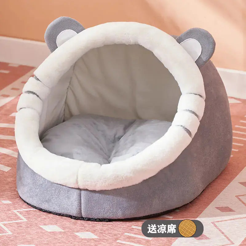 Winter-Ready Semi-Enclosed Cat Bed for All Seasons BabyFour
